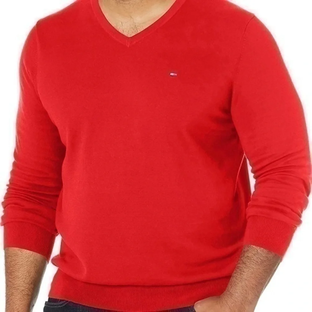 Tommy Hilfiger Pullover V-neck Sweater Long Sleeve Classic Fit Solid